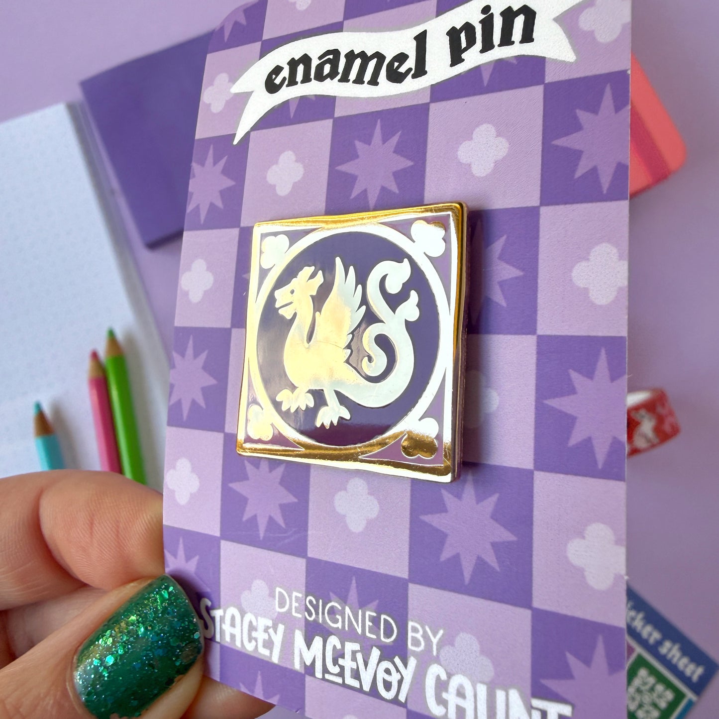 Dragon Medieval Tile Enamel Pin