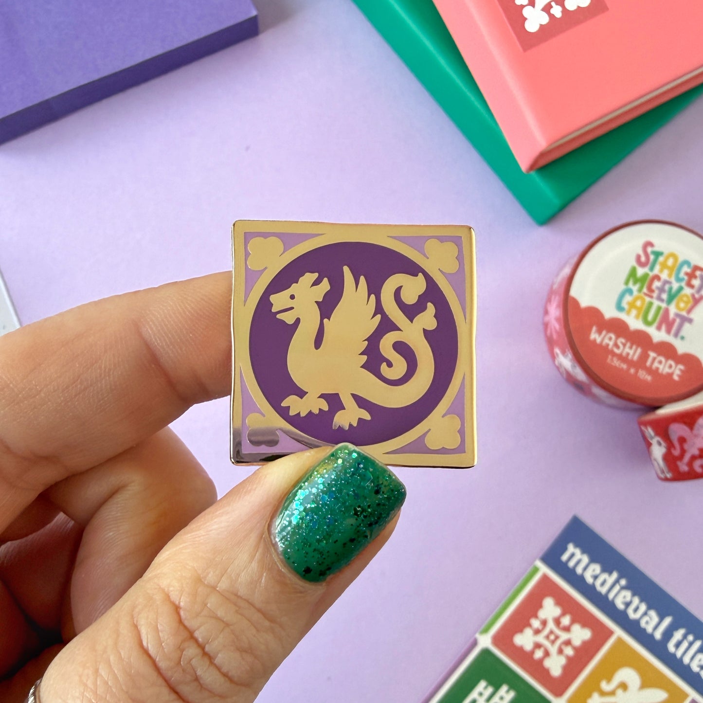 Dragon Medieval Tile Enamel Pin