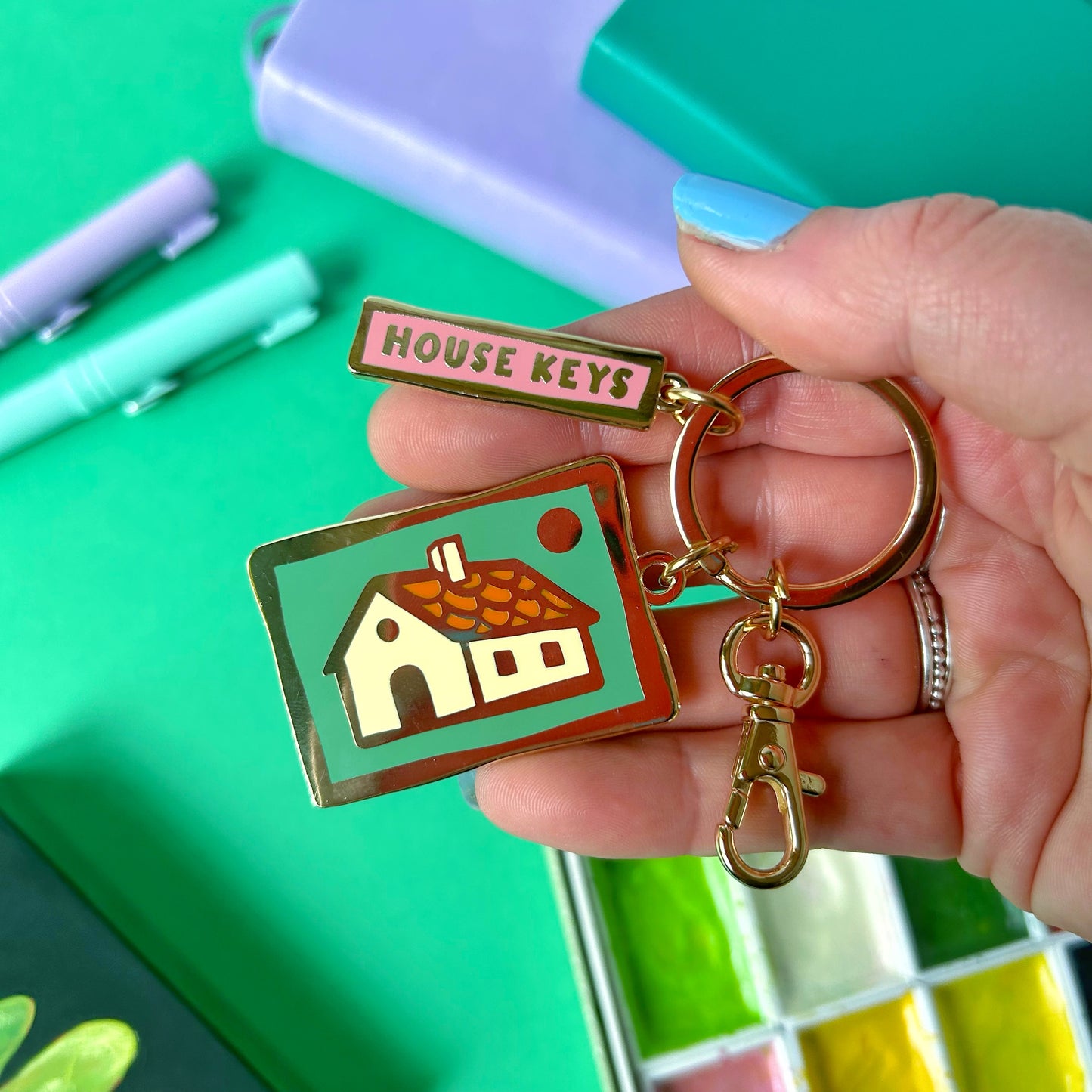 Green House Keys Keyring