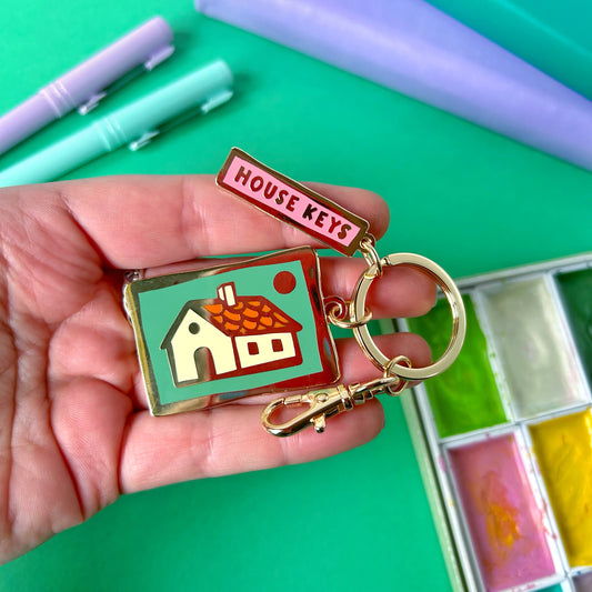 Green House Keys Keyring