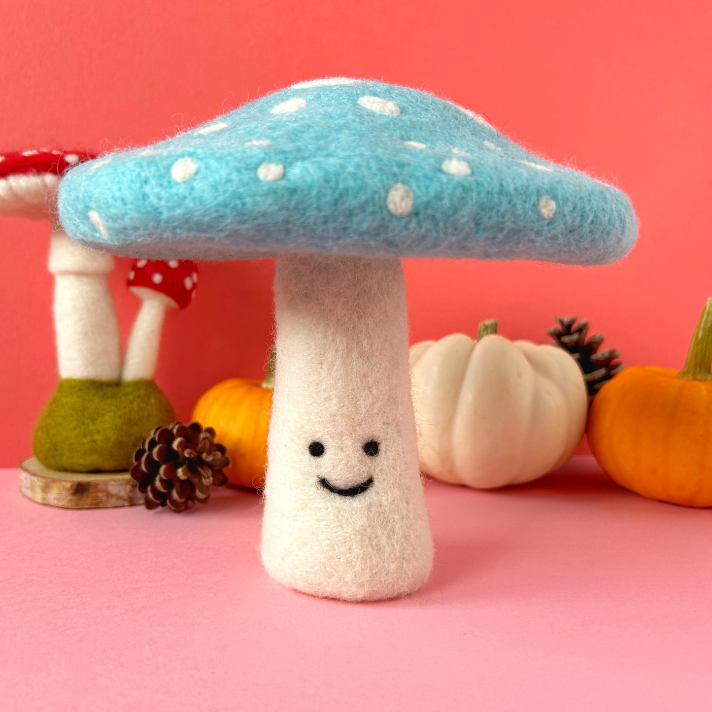 Happy Light Blue Mushroom