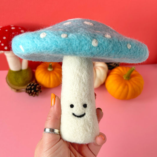 Happy Light Blue Mushroom