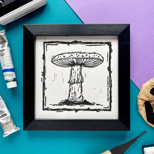 SECONDS Mushroom 04 Original Linocut Print