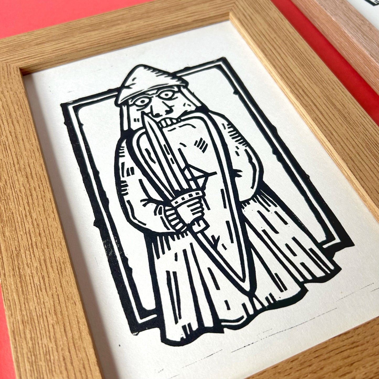 Lewis Chessmen Berserker Lino Print