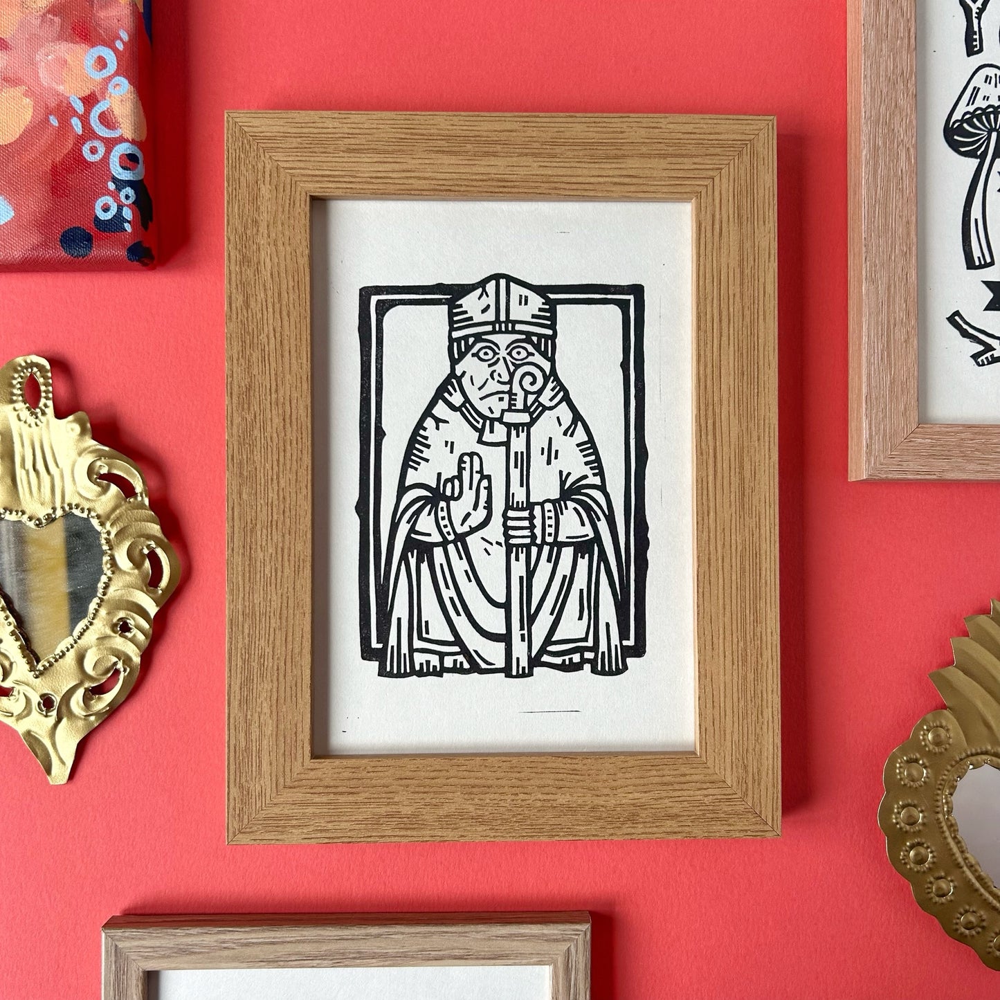 Lewis Chessmen Bishop Lino Print