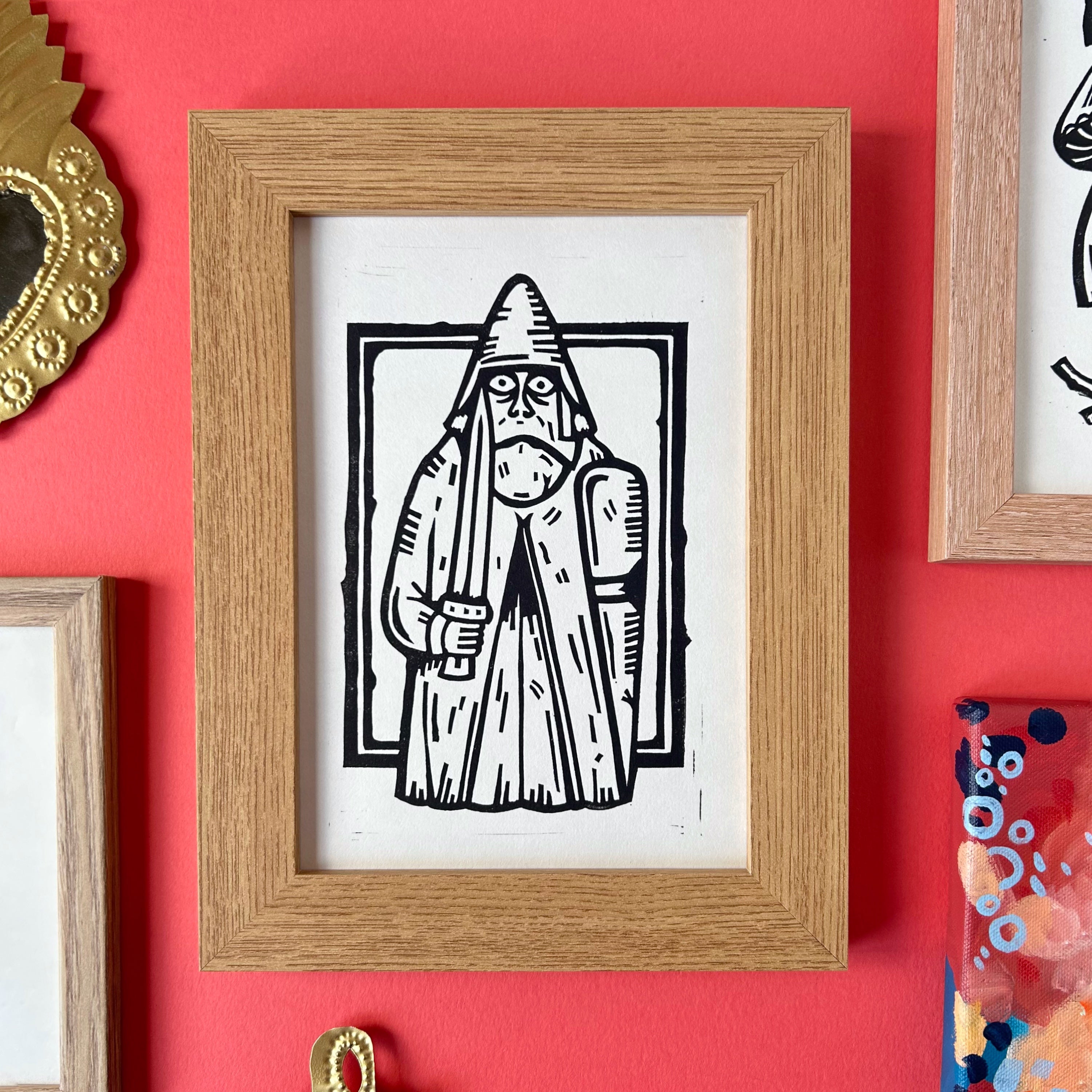 Lewis Chessmen Rook Lino Print – Stacey McEvoy Caunt