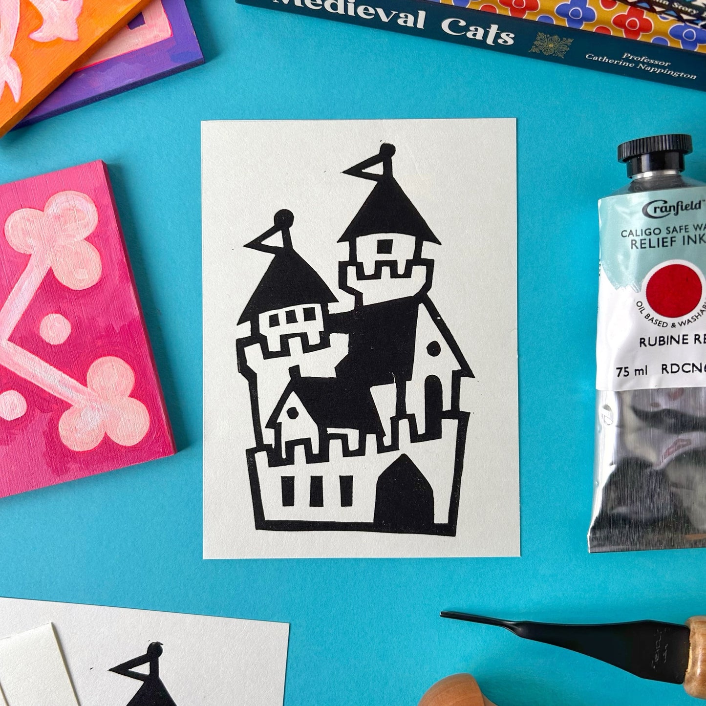 Mini Medieval Castle Lino Print