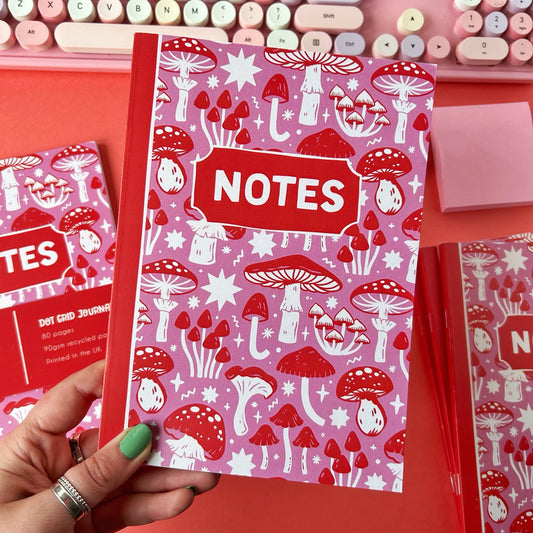 Pink and Red Mushroom Notebook