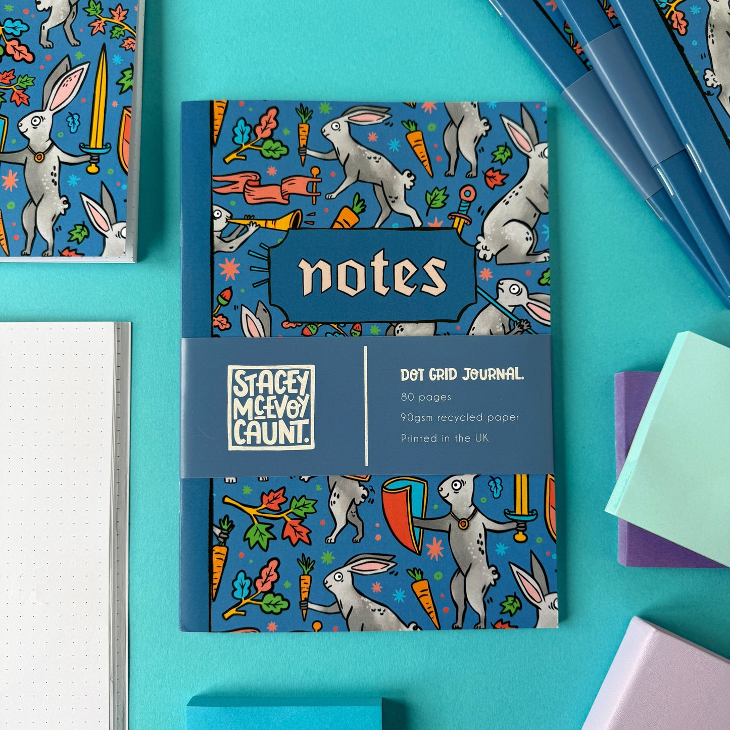 Medieva Duelling Bunnies Dot Grid A5 Notebook