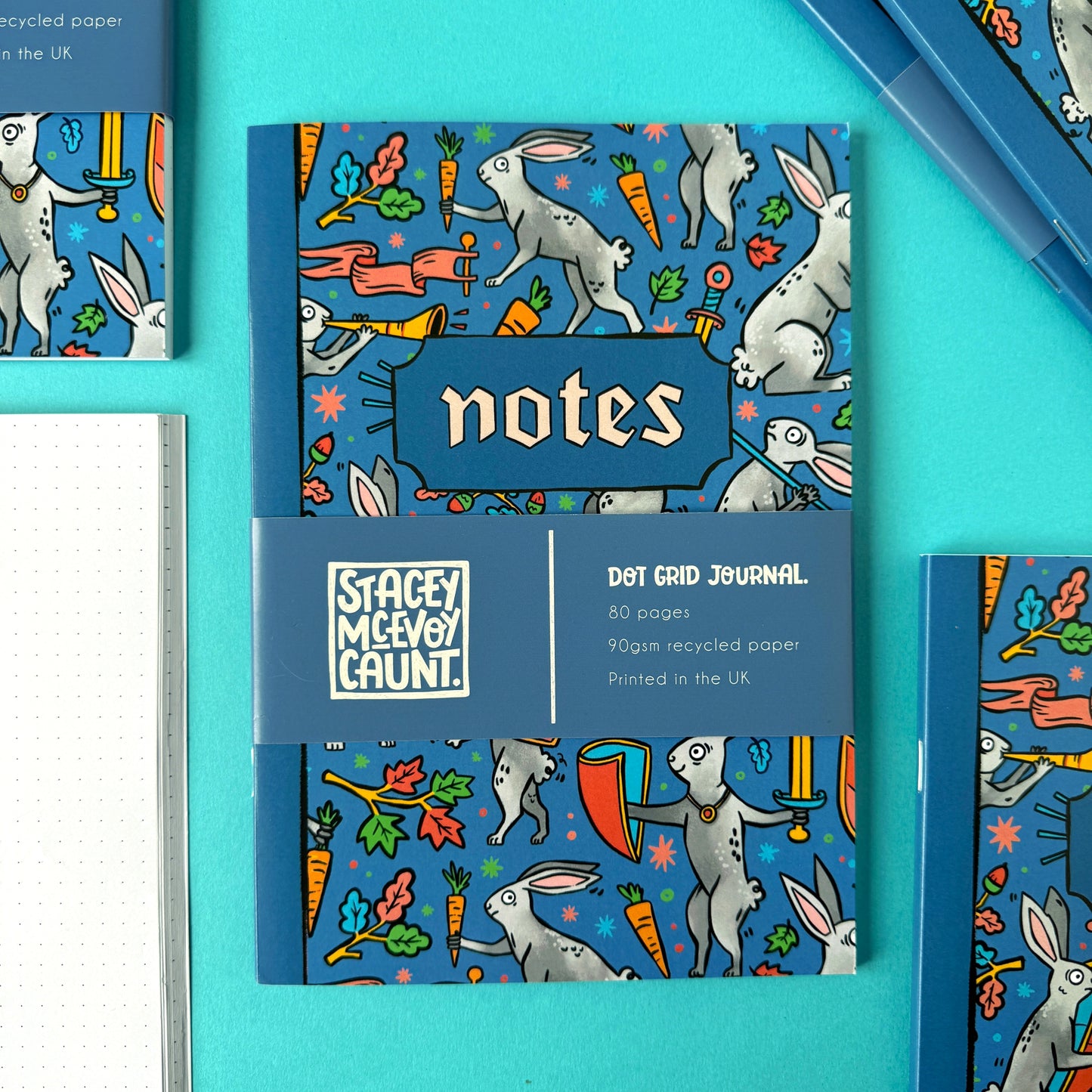 Medieva Duelling Bunnies Dot Grid A5 Notebook