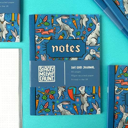 Medieva Duelling Bunnies Dot Grid A5 Notebook