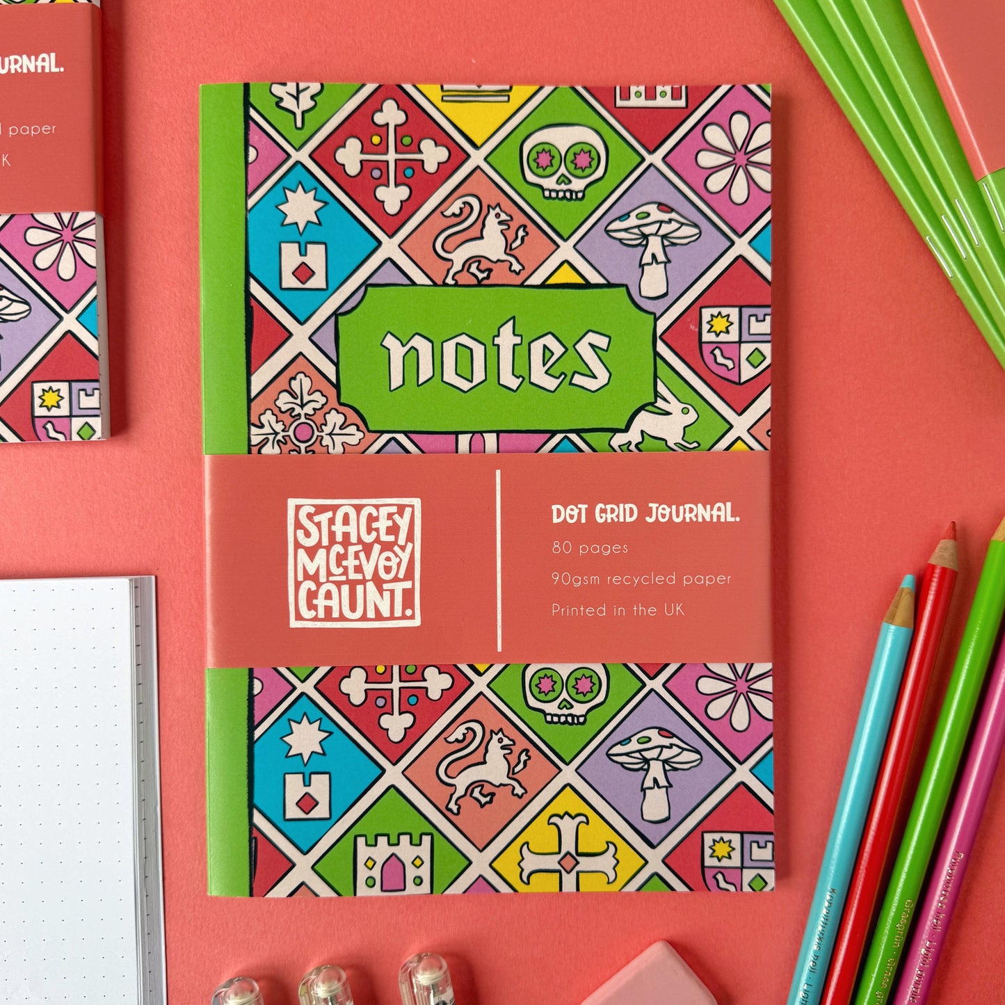 Medieval Tile Pattern Dot Grid A5 Notebook