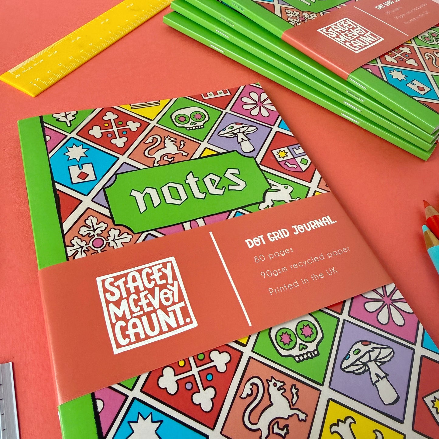 Medieval Tile Pattern Dot Grid A5 Notebook