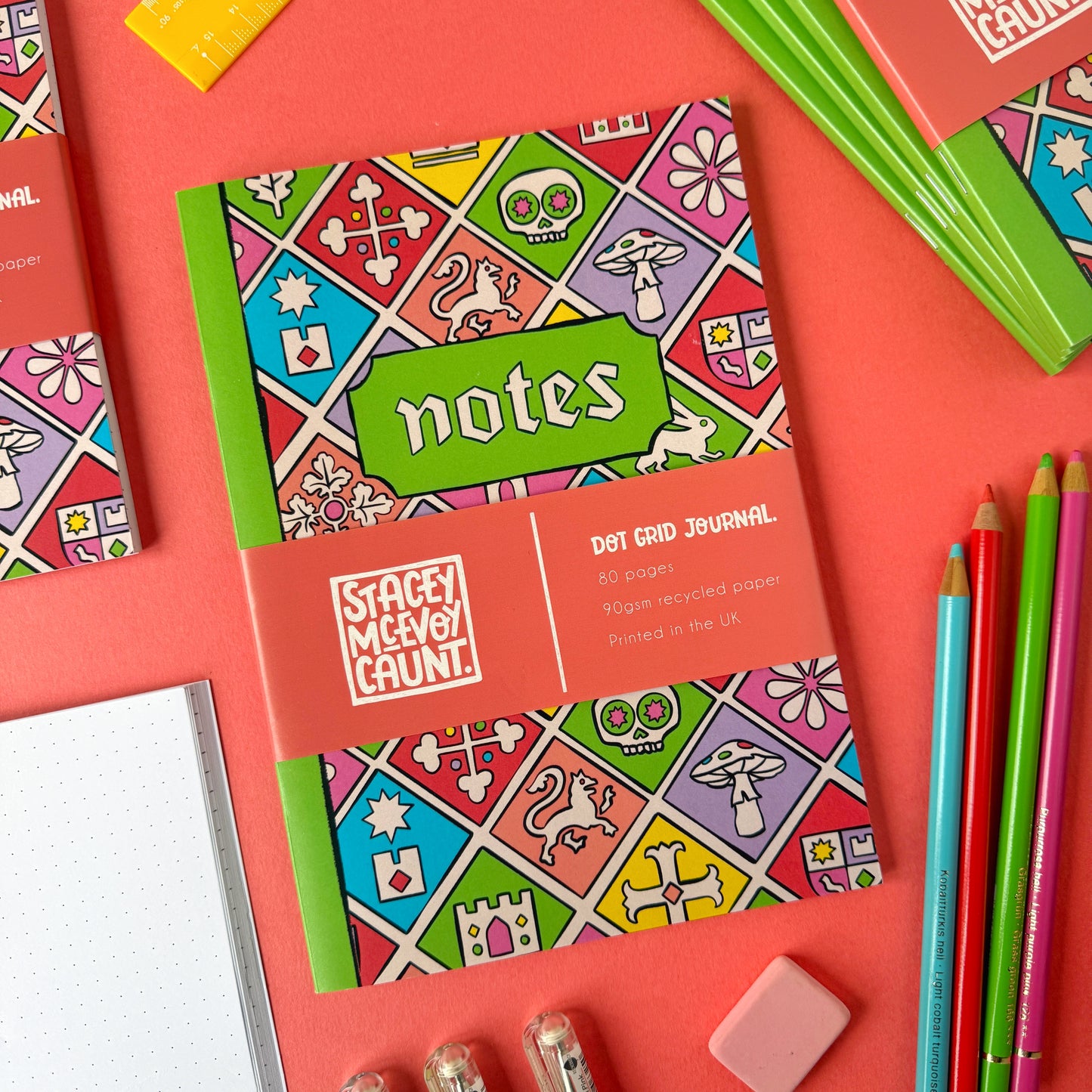 Medieval Tile Pattern Dot Grid A5 Notebook