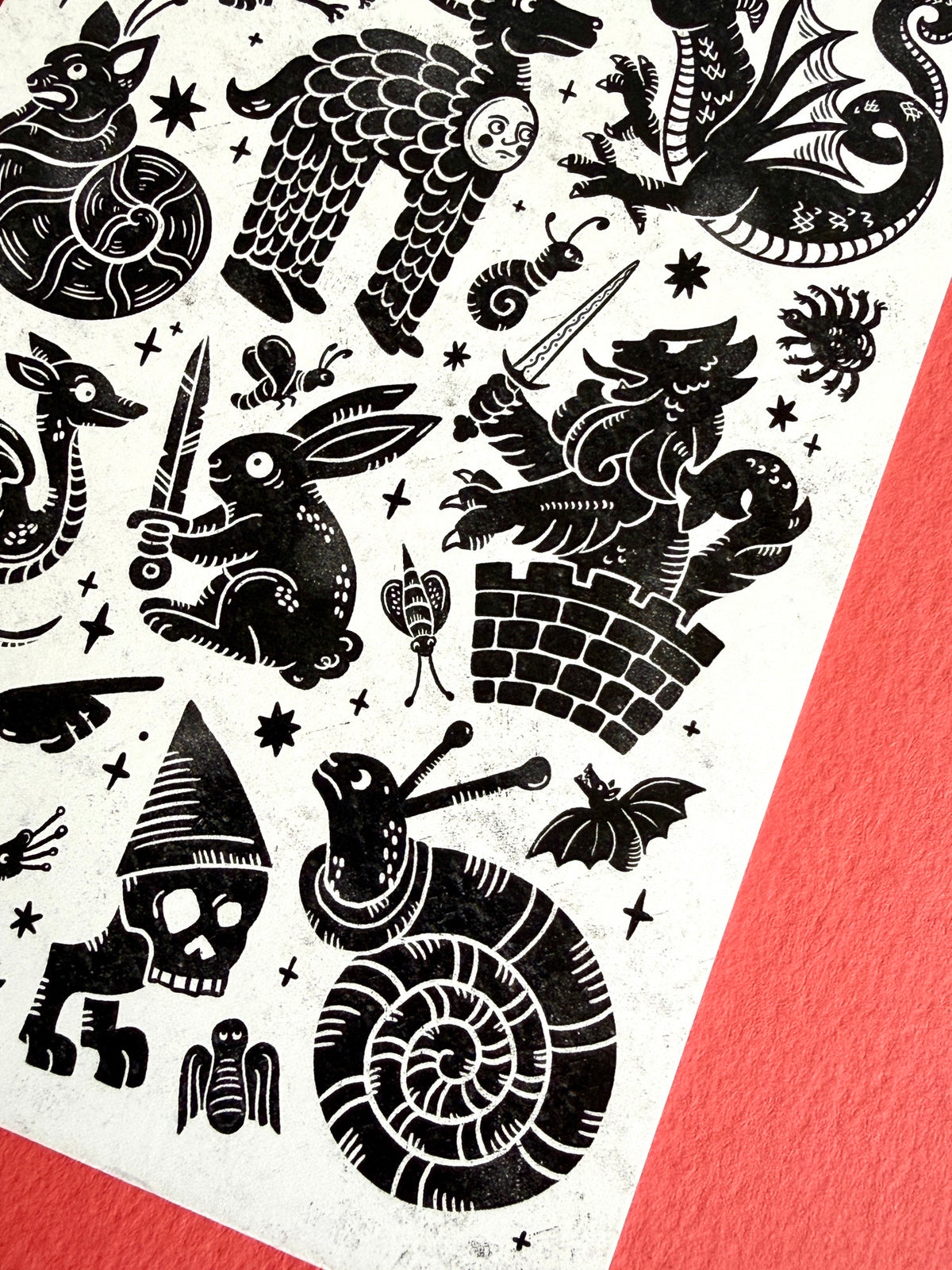 Black & White Medieval Menagerie Postcard