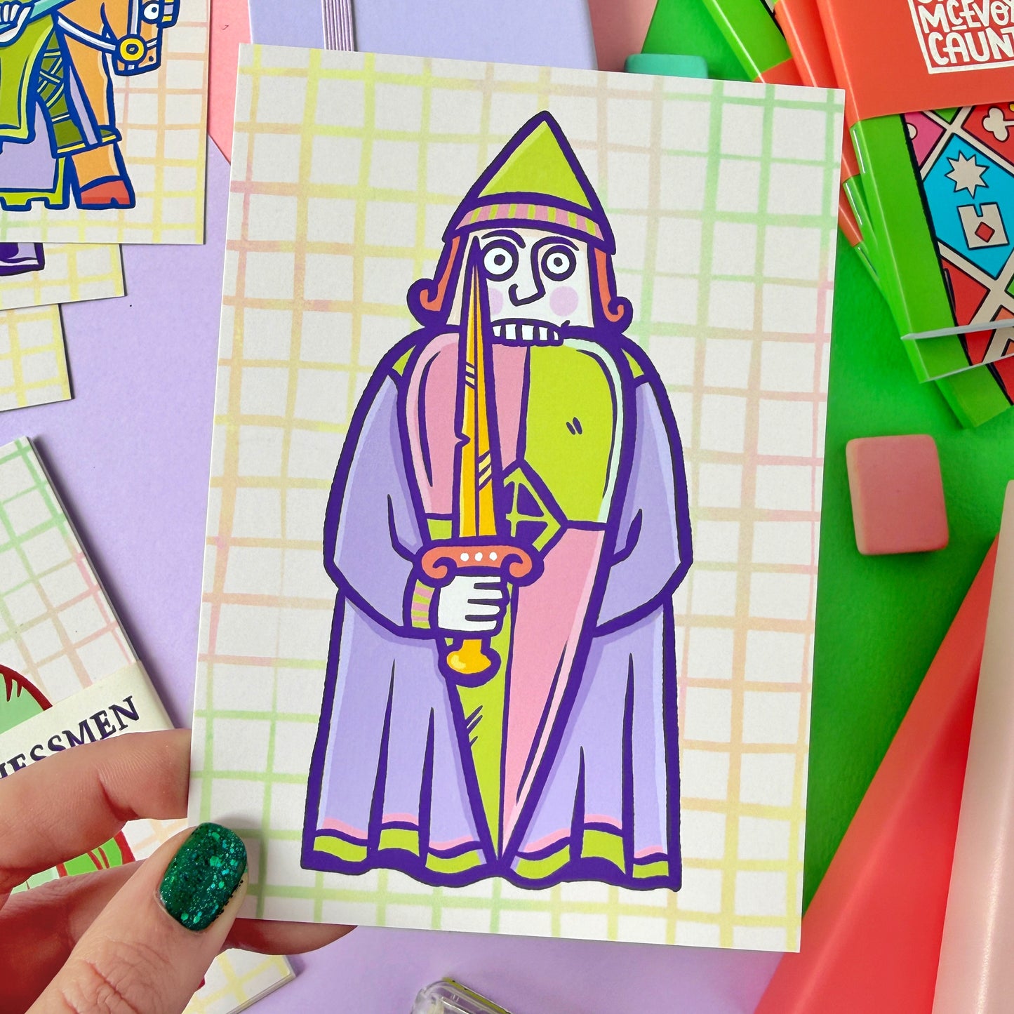 Set of 6 Lewis Chessmen Postcards