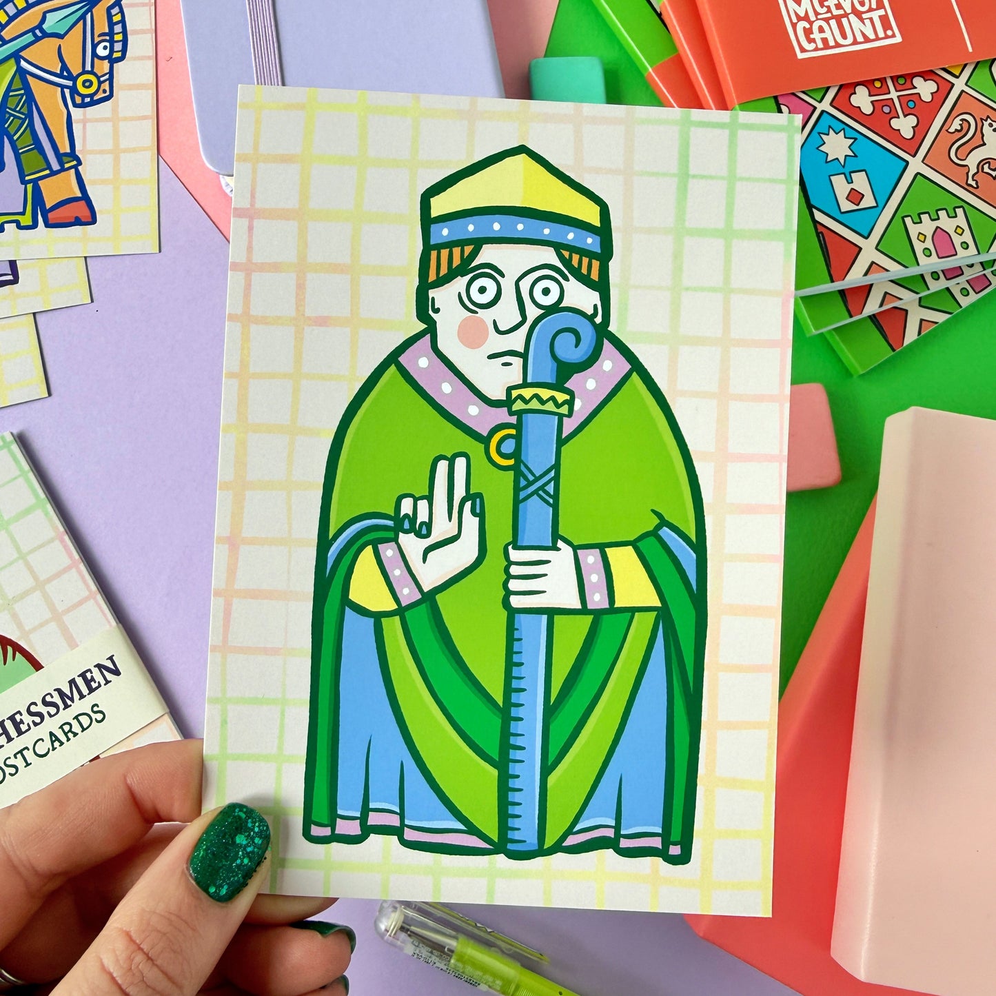 Set of 6 Lewis Chessmen Postcards