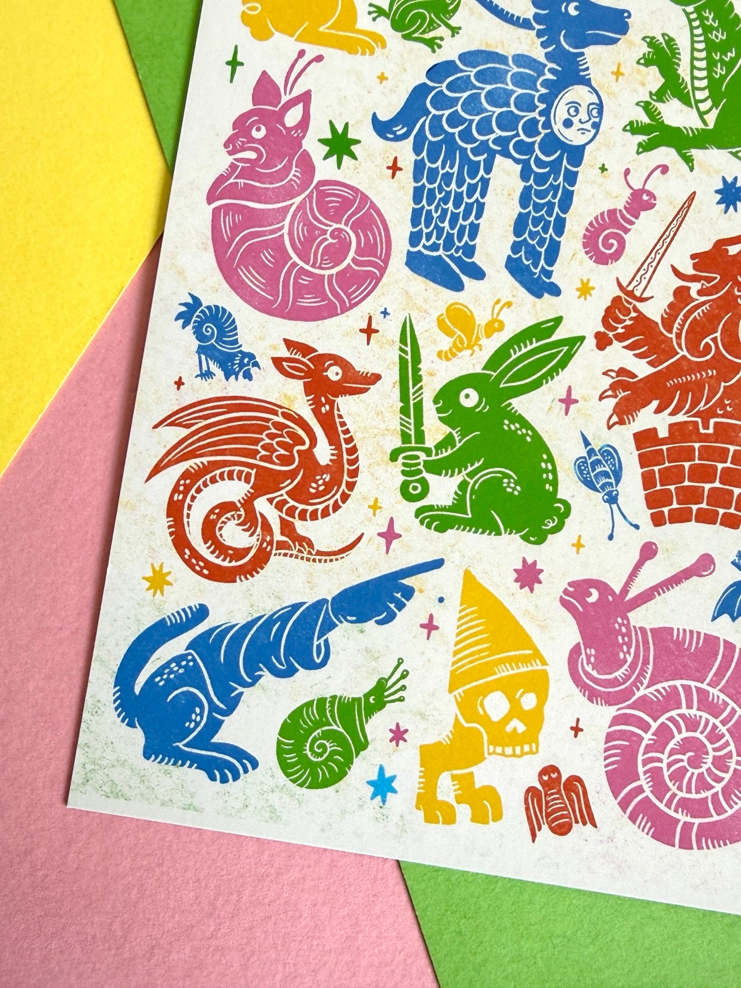 Colourful Medieval Menagerie Postcard