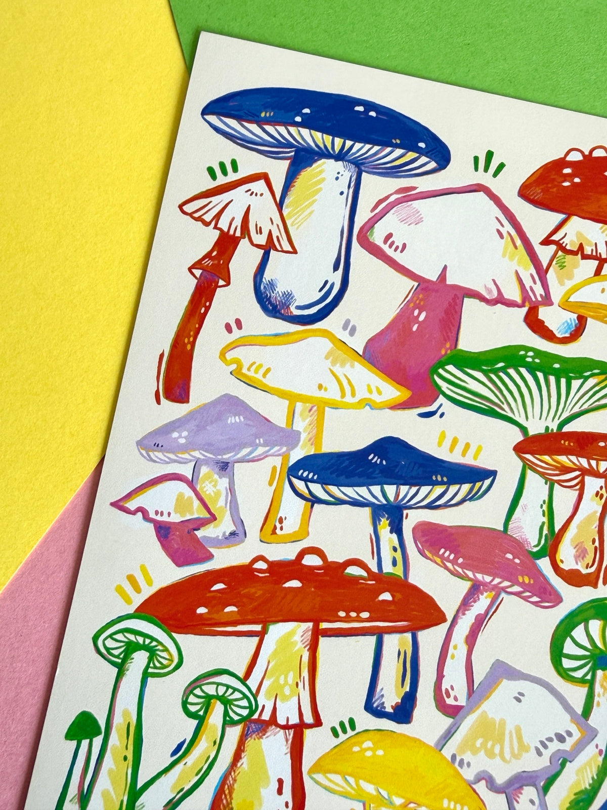 Colourful Mushrooms Postcard