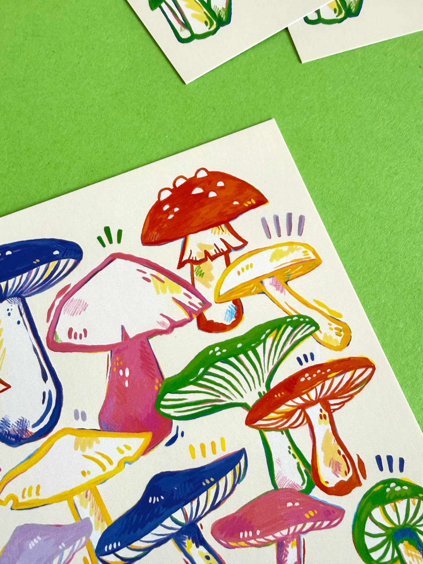 Colourful Mushrooms Postcard