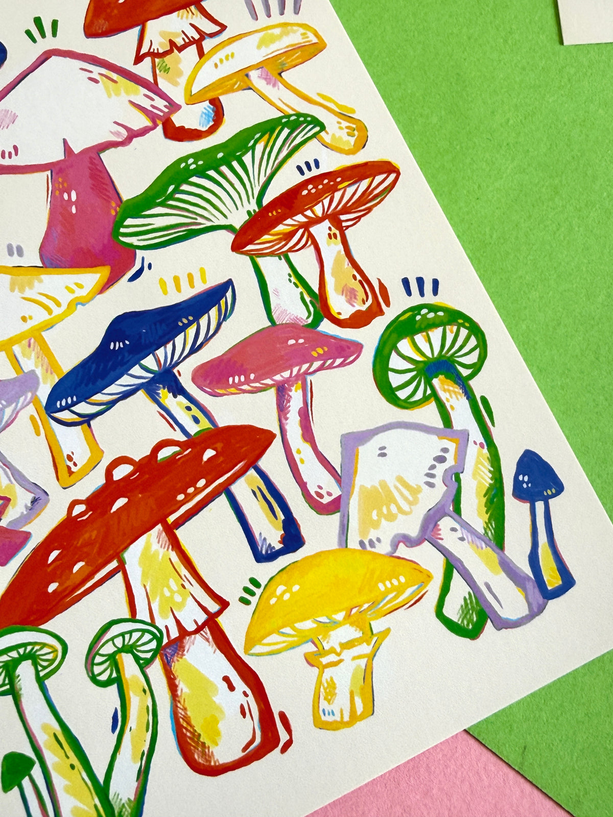 Colourful Mushrooms Postcard