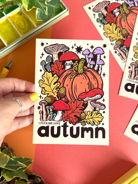 I Fucking Love Autumn Postcard