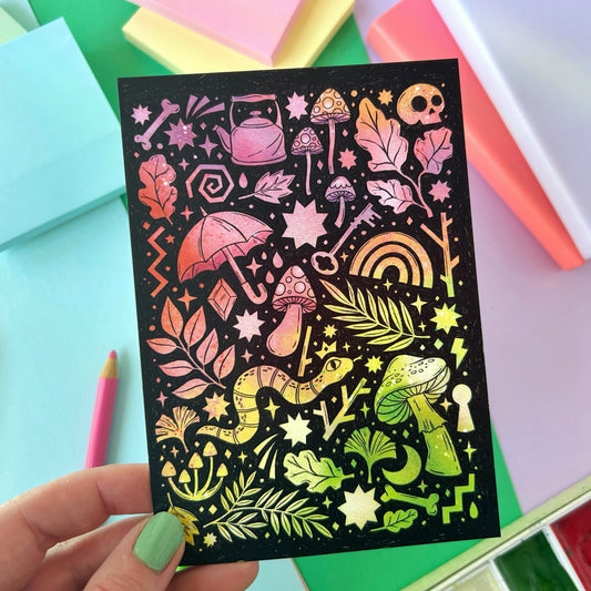 Rainbow Doodles Postcard