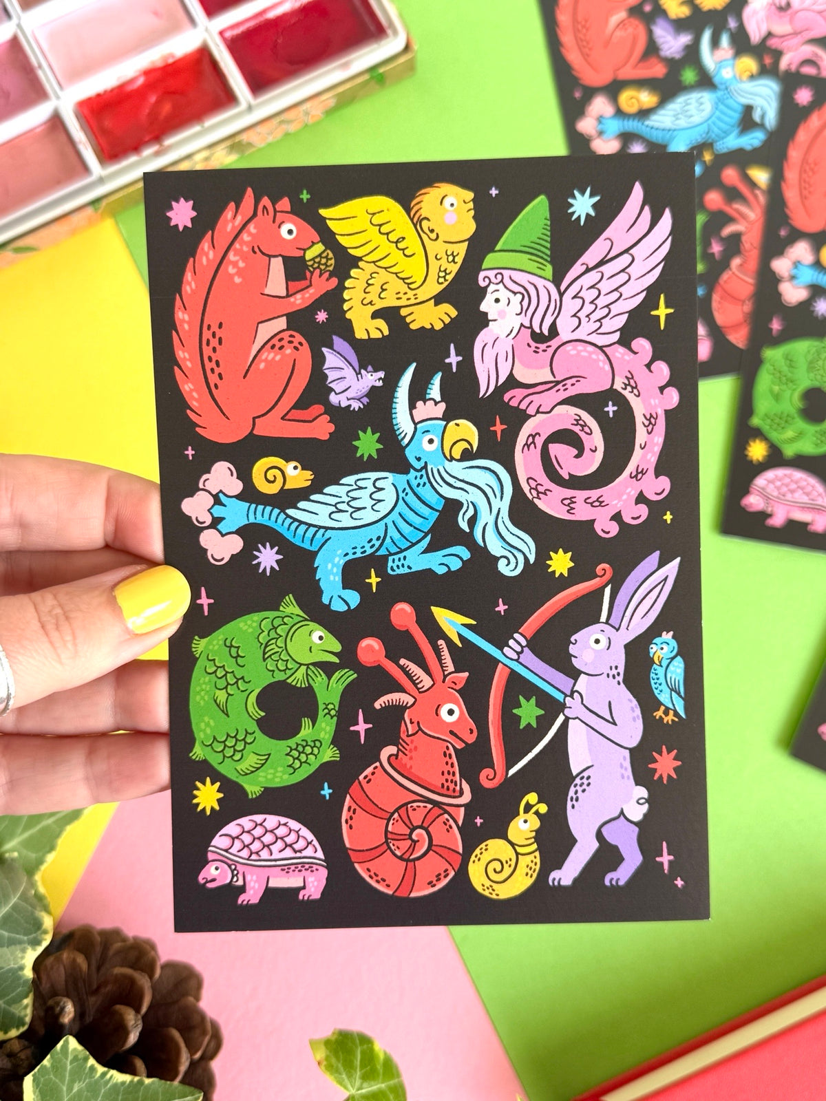 Weird Medieval Creatures Postcard