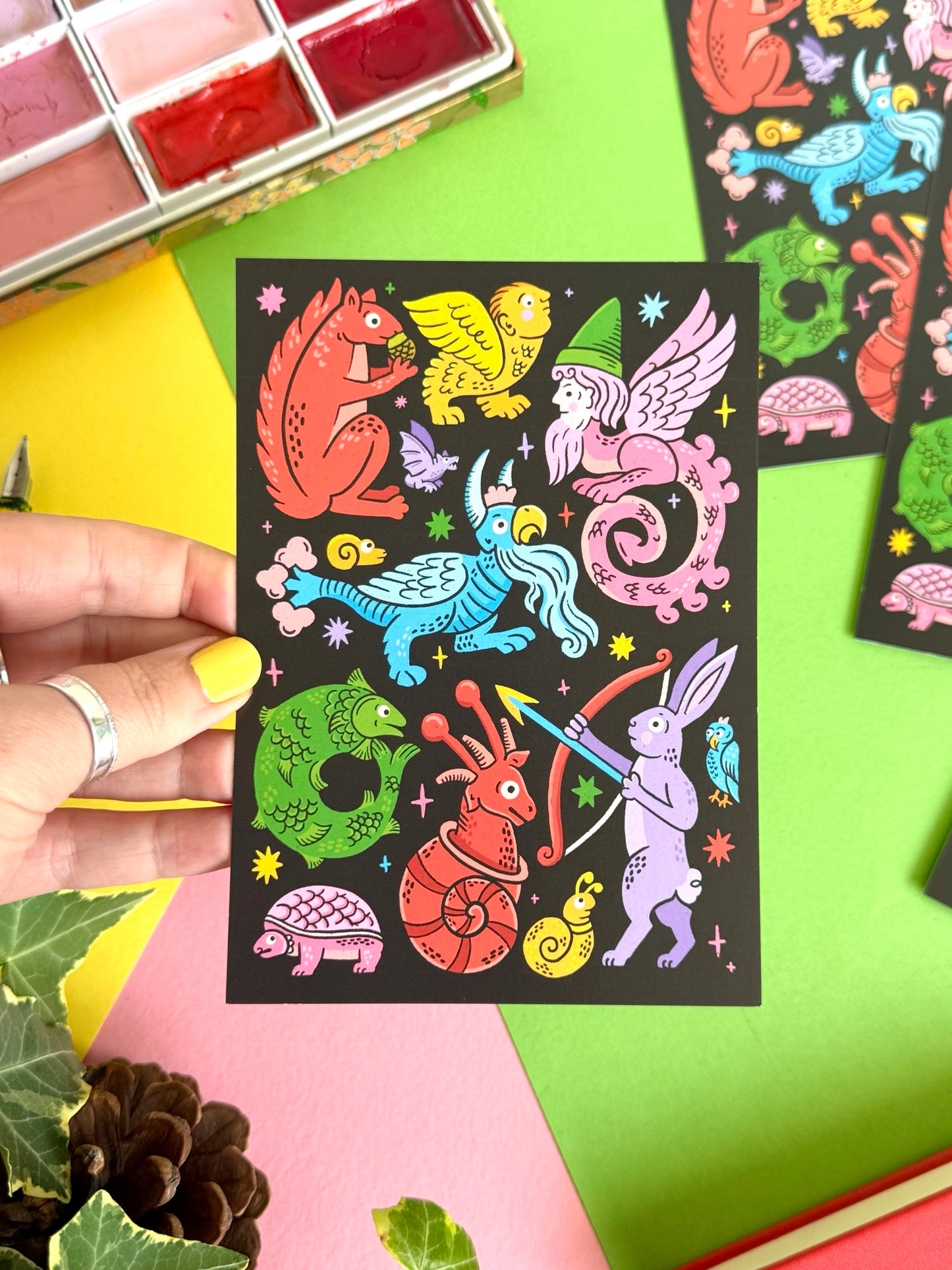 Weird Medieval Creatures Postcard