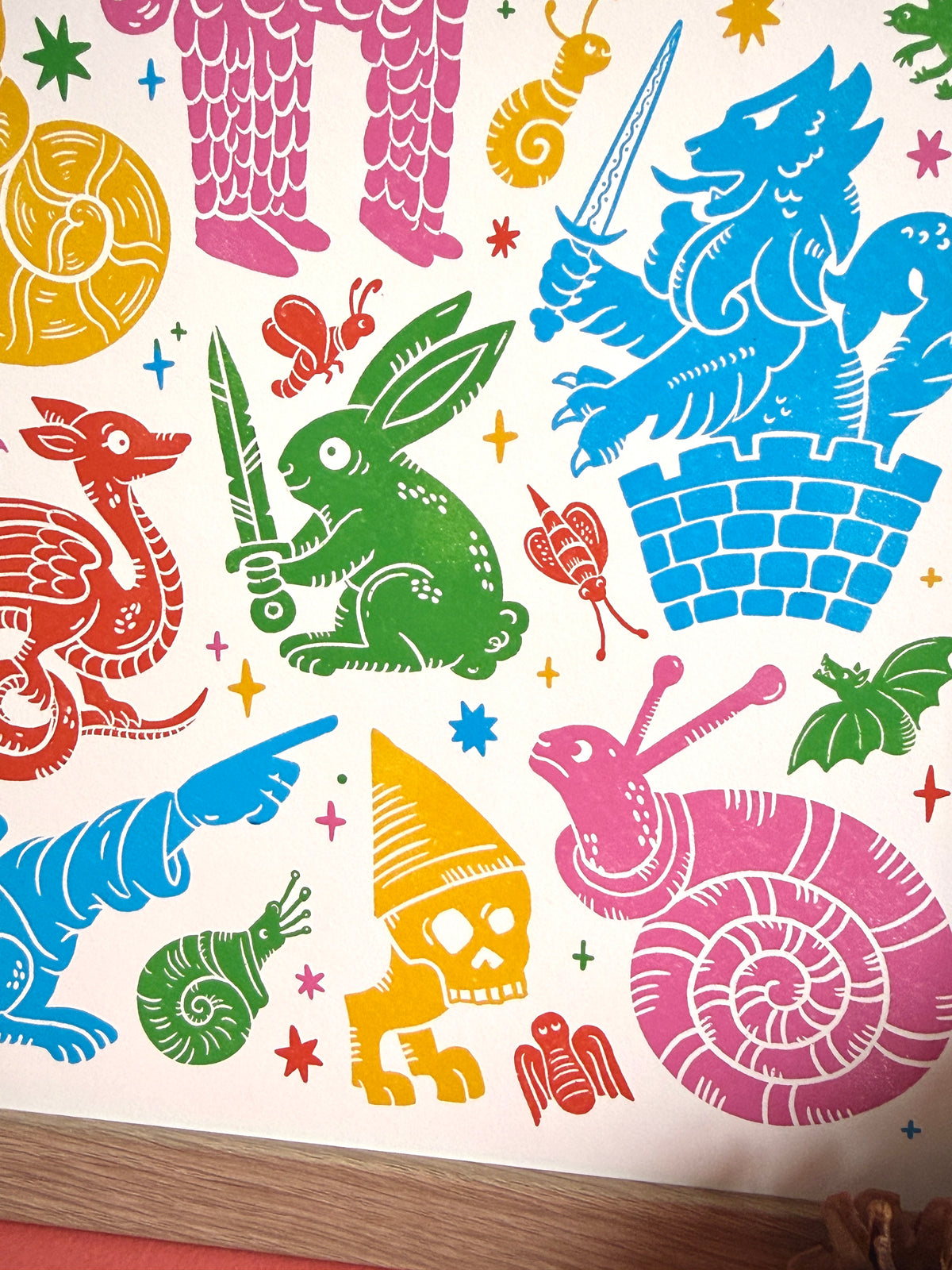 Colourful Medieval Menagerie Print