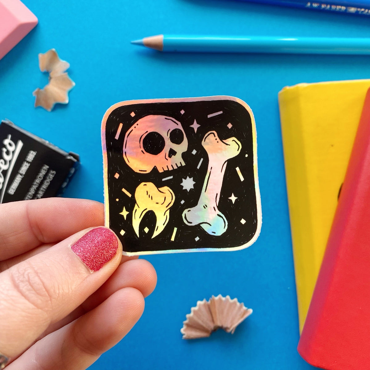 Skull and Bone Holographic Sticker