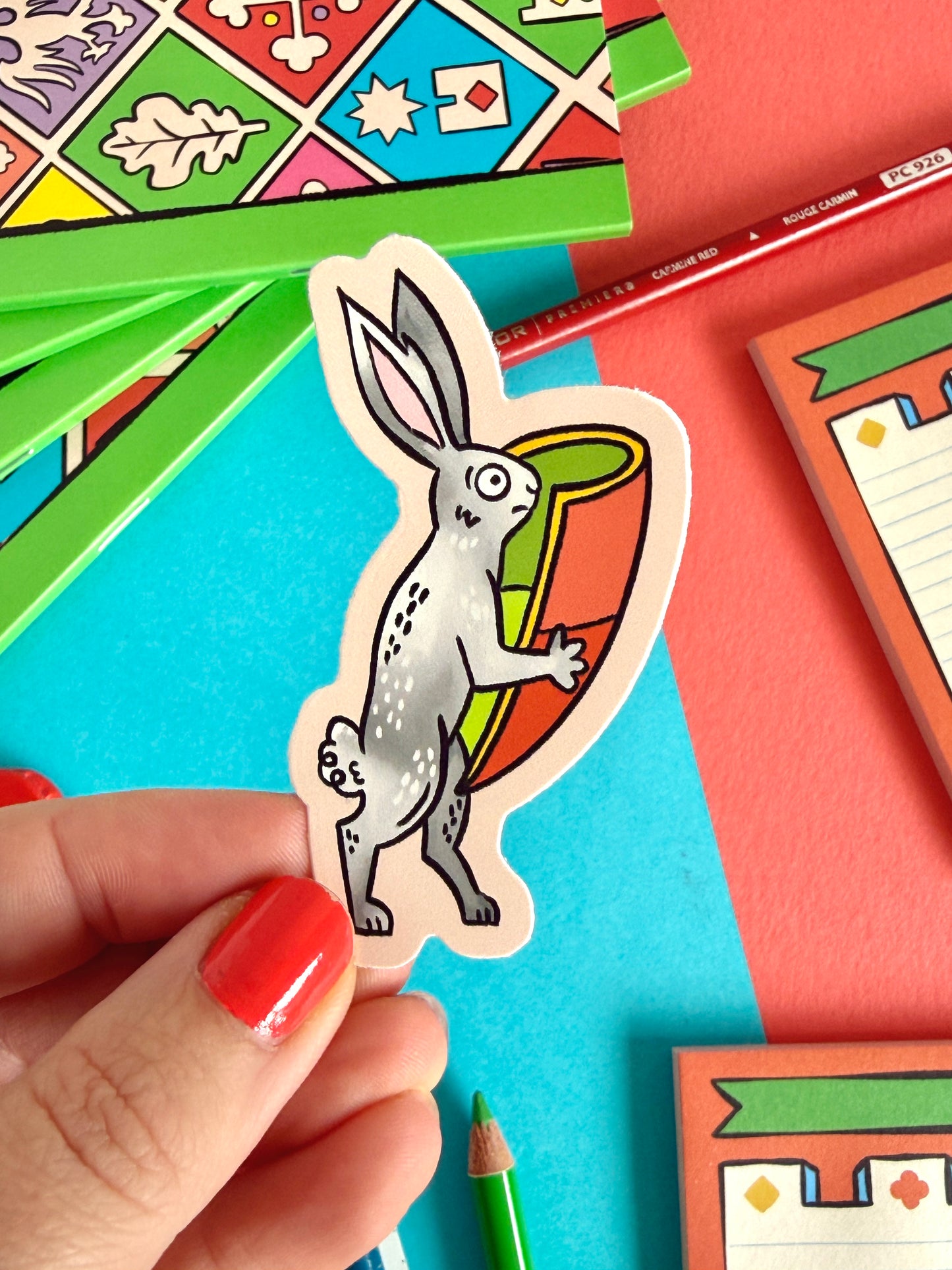 Medieval Bunny With Big Red Shield Sticker