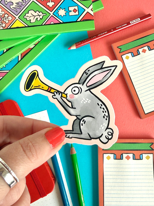 Medieval Bunny With Trumpet Sticker