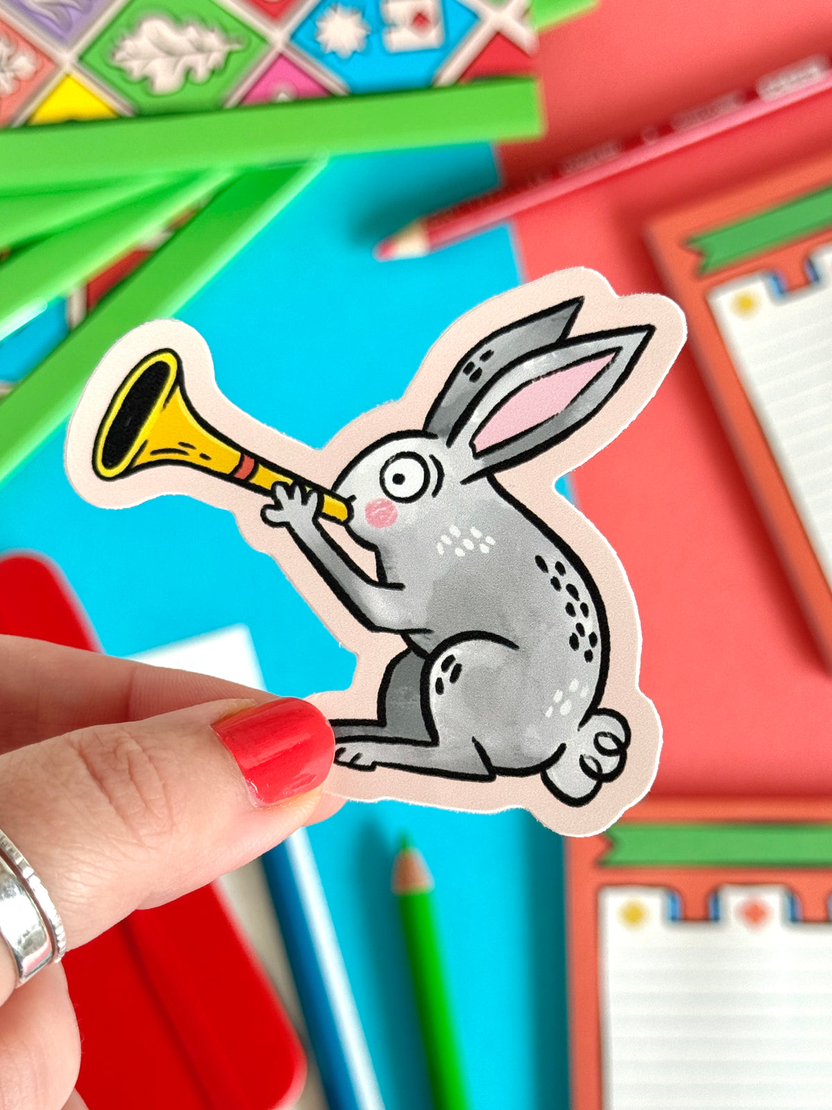 Medieval Bunny With Trumpet Sticker