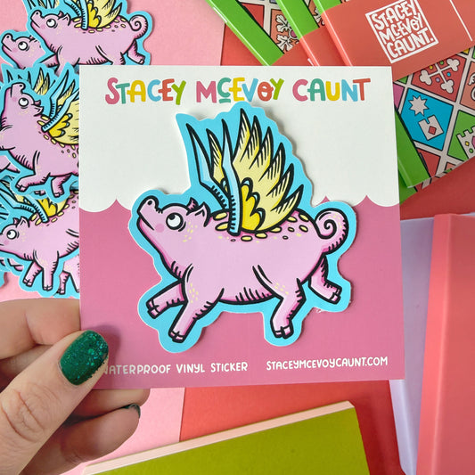Flying Pig Vinyl Sticker