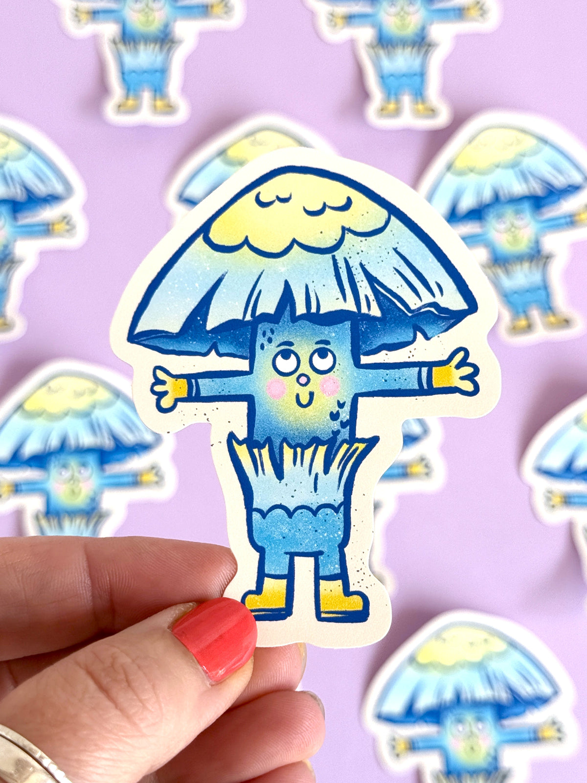 Blue Mushroom Fun Guy Sticker
