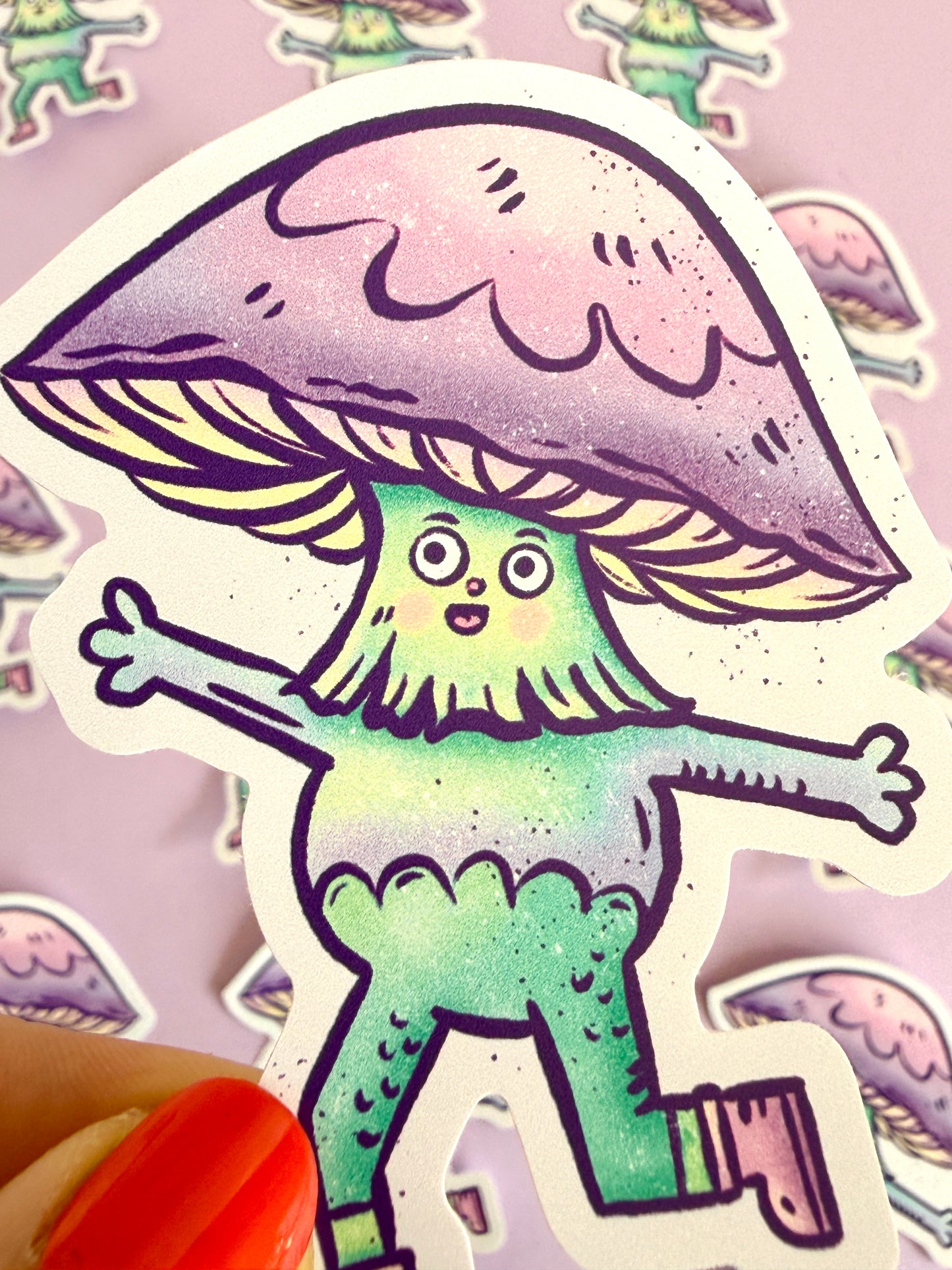 Purple Mushroom Fun Guy Sticker