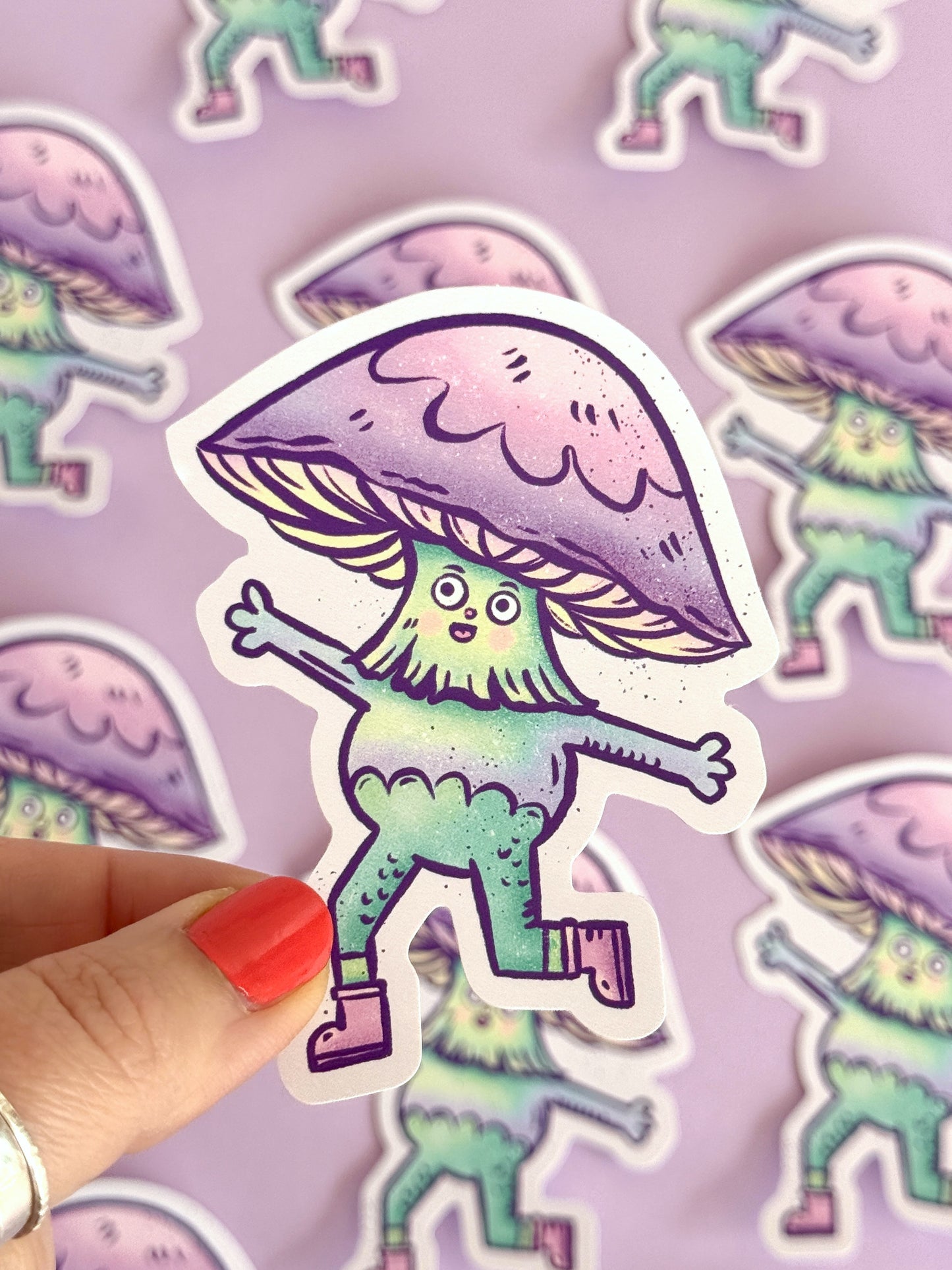 Purple Mushroom Fun Guy Sticker
