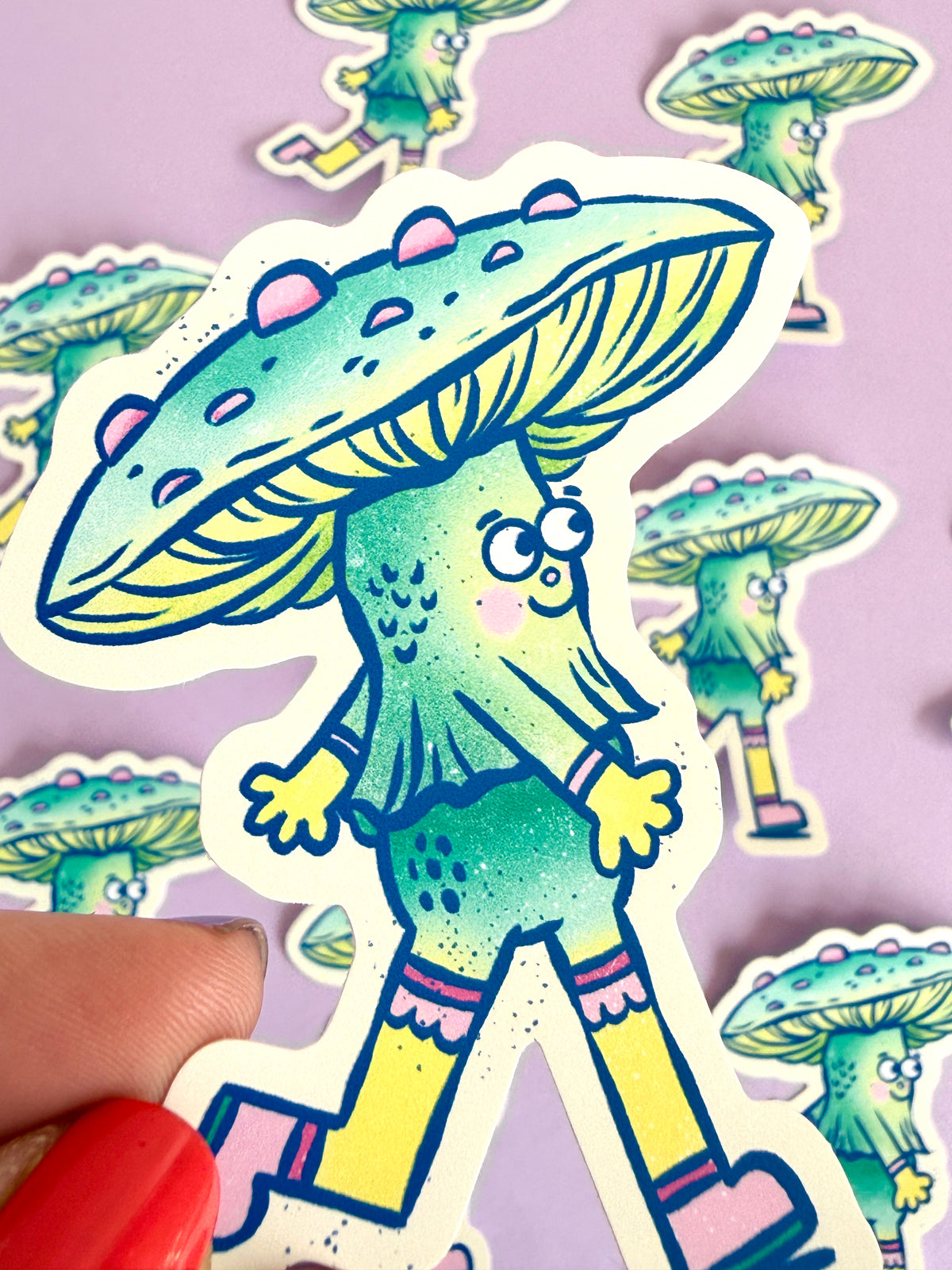 Green Mushroom Fun Guy Sticker