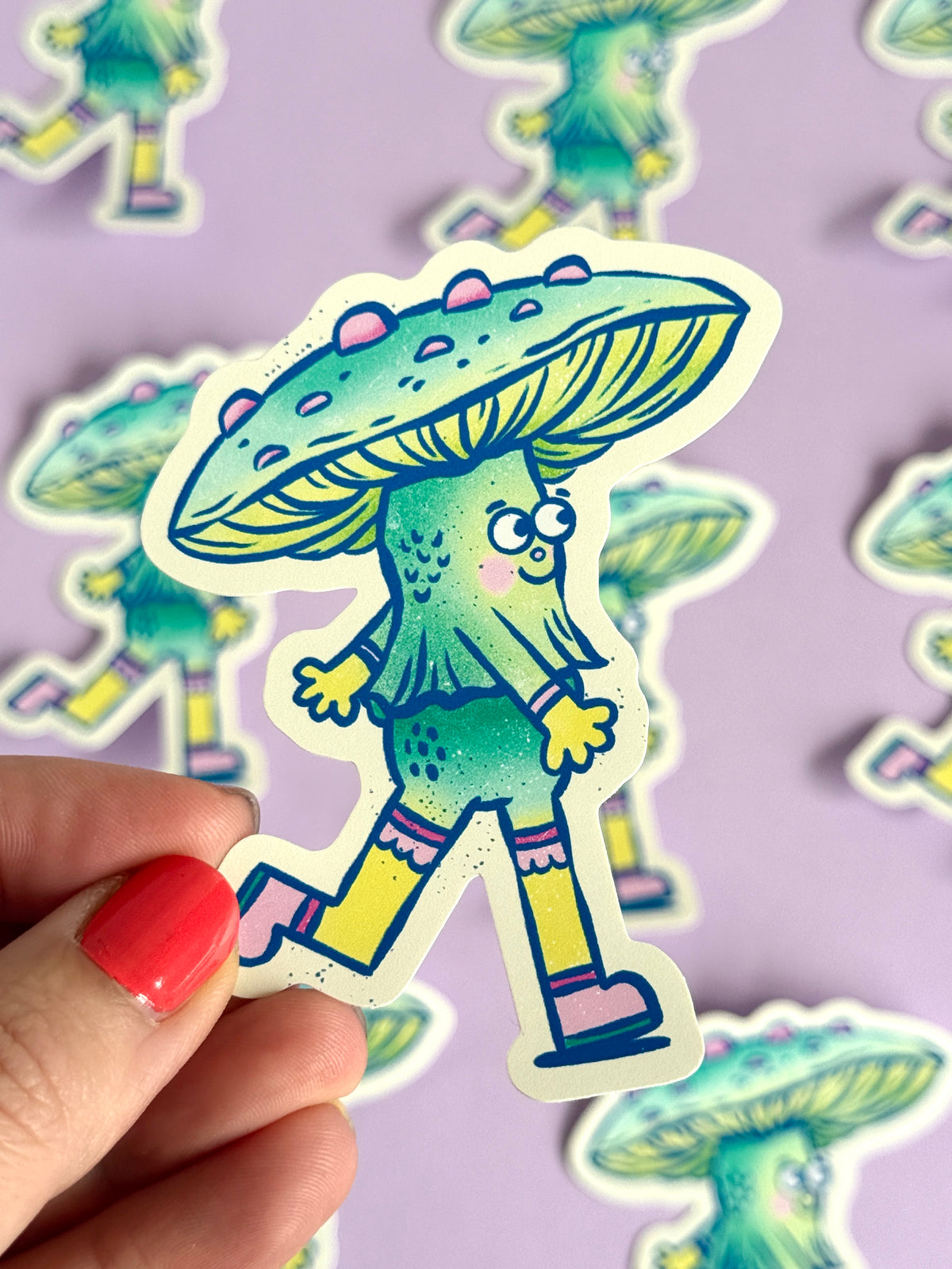 Green Mushroom Fun Guy Sticker