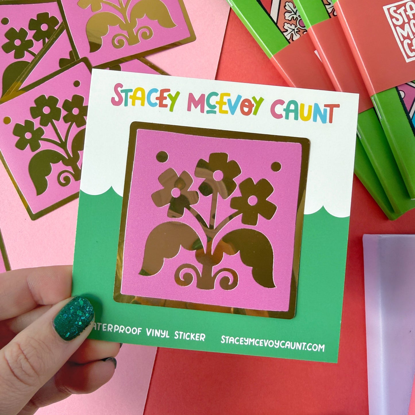 Gold Foil Flower Medieval Tile Sticker