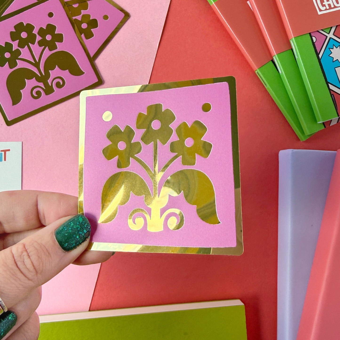 Gold Foil Flower Medieval Tile Sticker