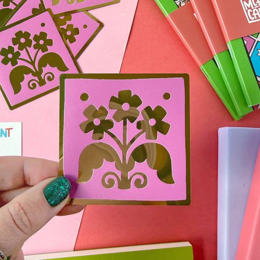 Gold Foil Flower Medieval Tile Sticker