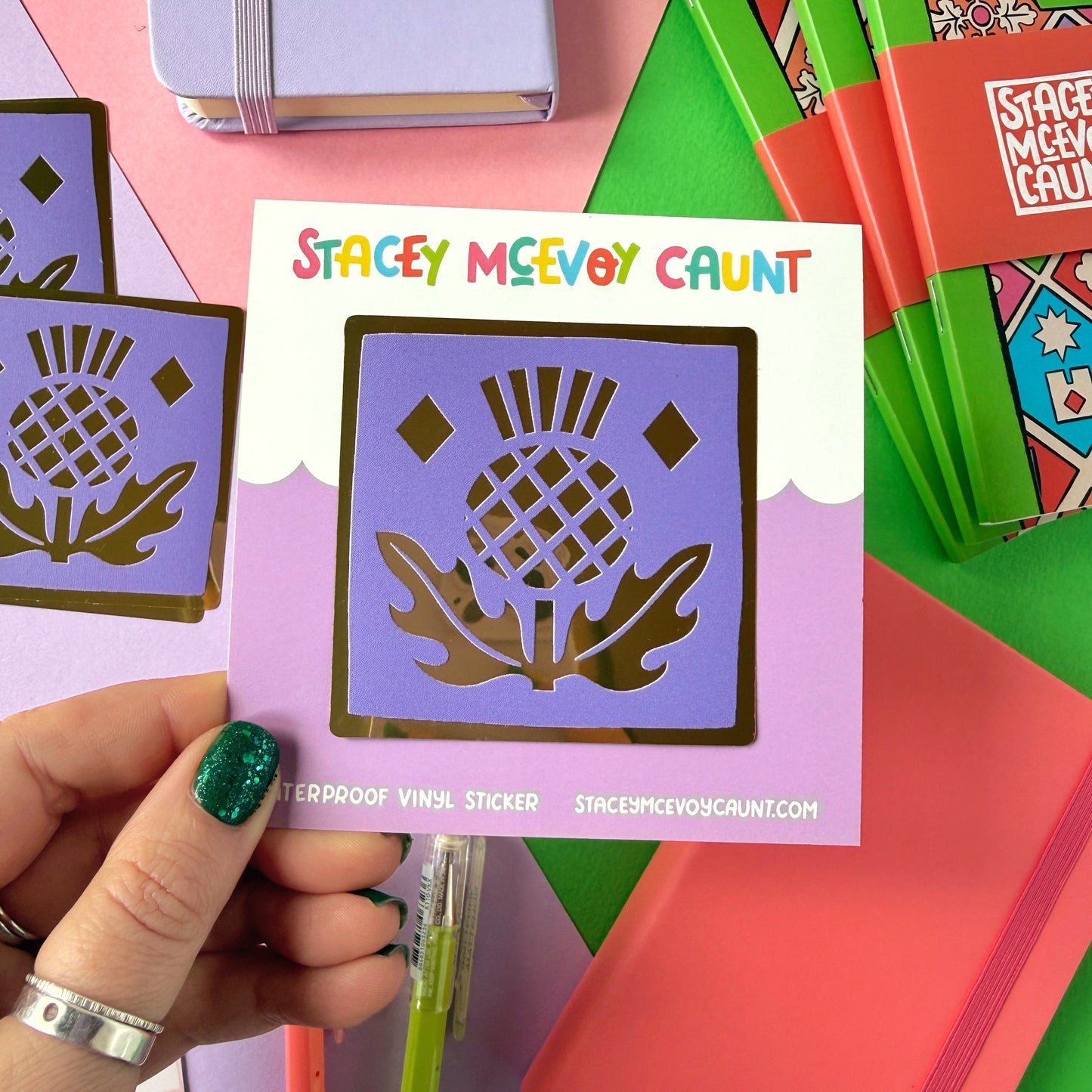 Gold Foil Thistle Medieval Tile Sticker