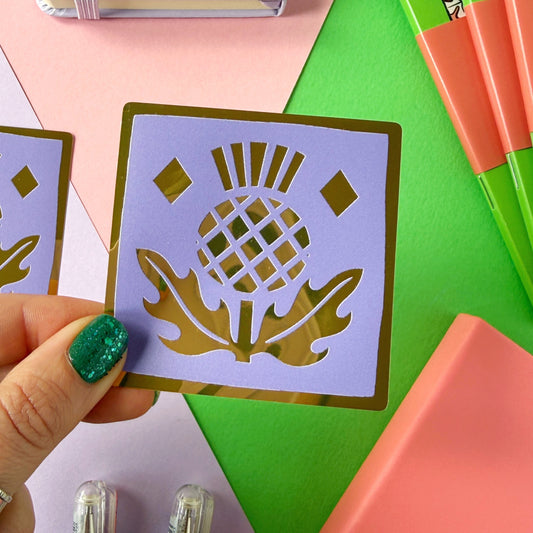Gold Foil Thistle Medieval Tile Sticker