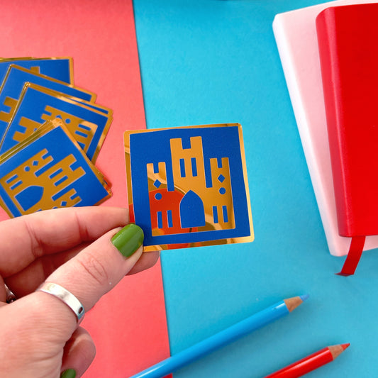 Gold Foil Castle Medieval Tile Sticker
