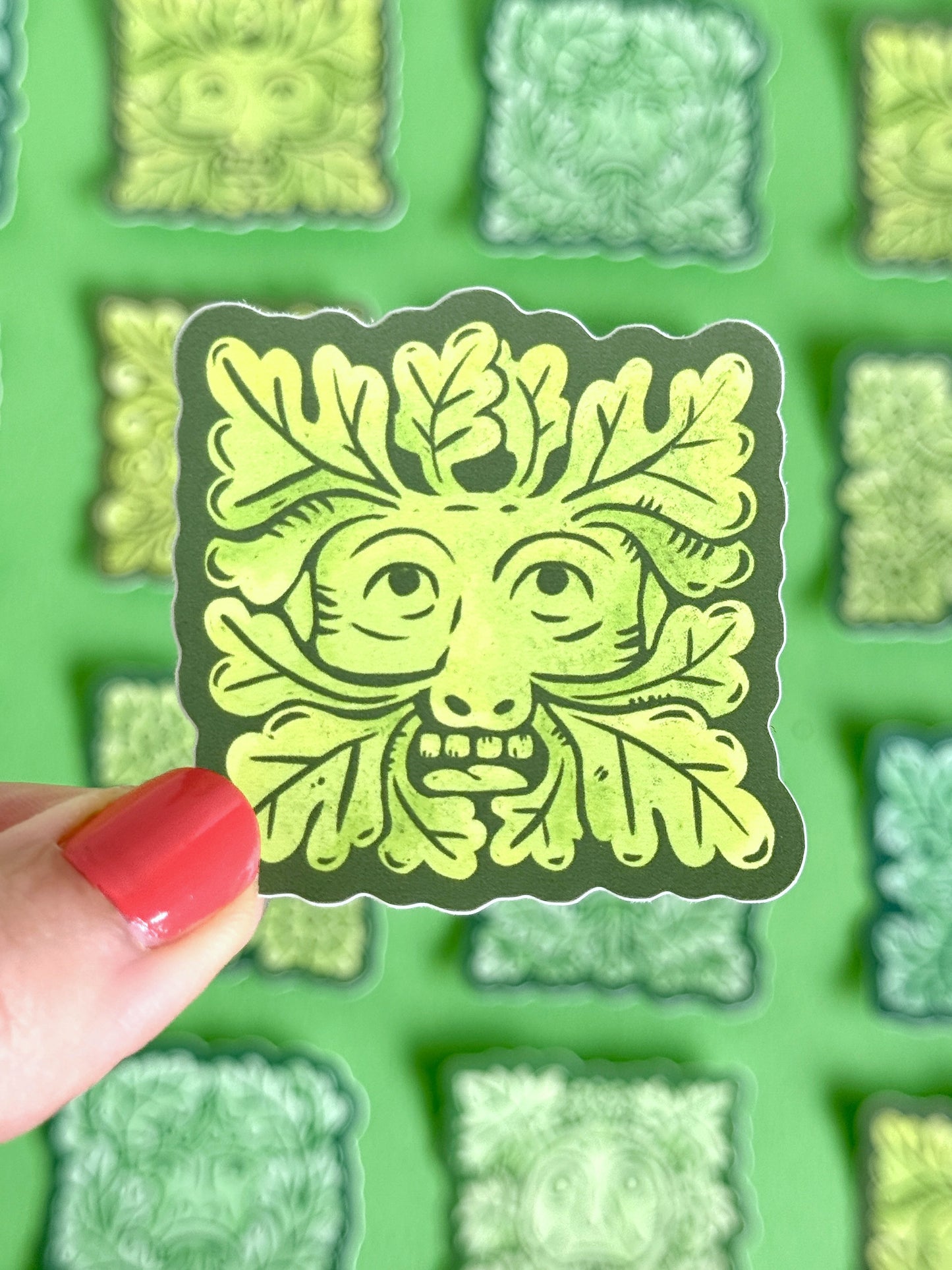 Green Man 04 Sticker