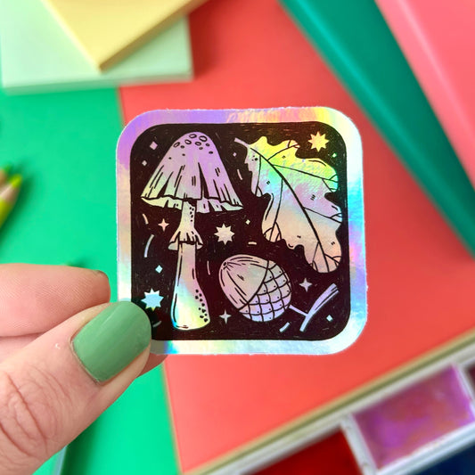 Autumn Things Holographic Sticker