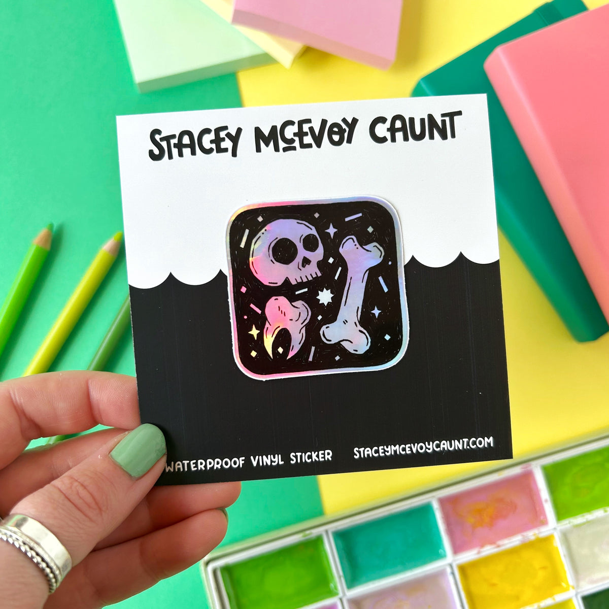 Skull and Bone Holographic Sticker