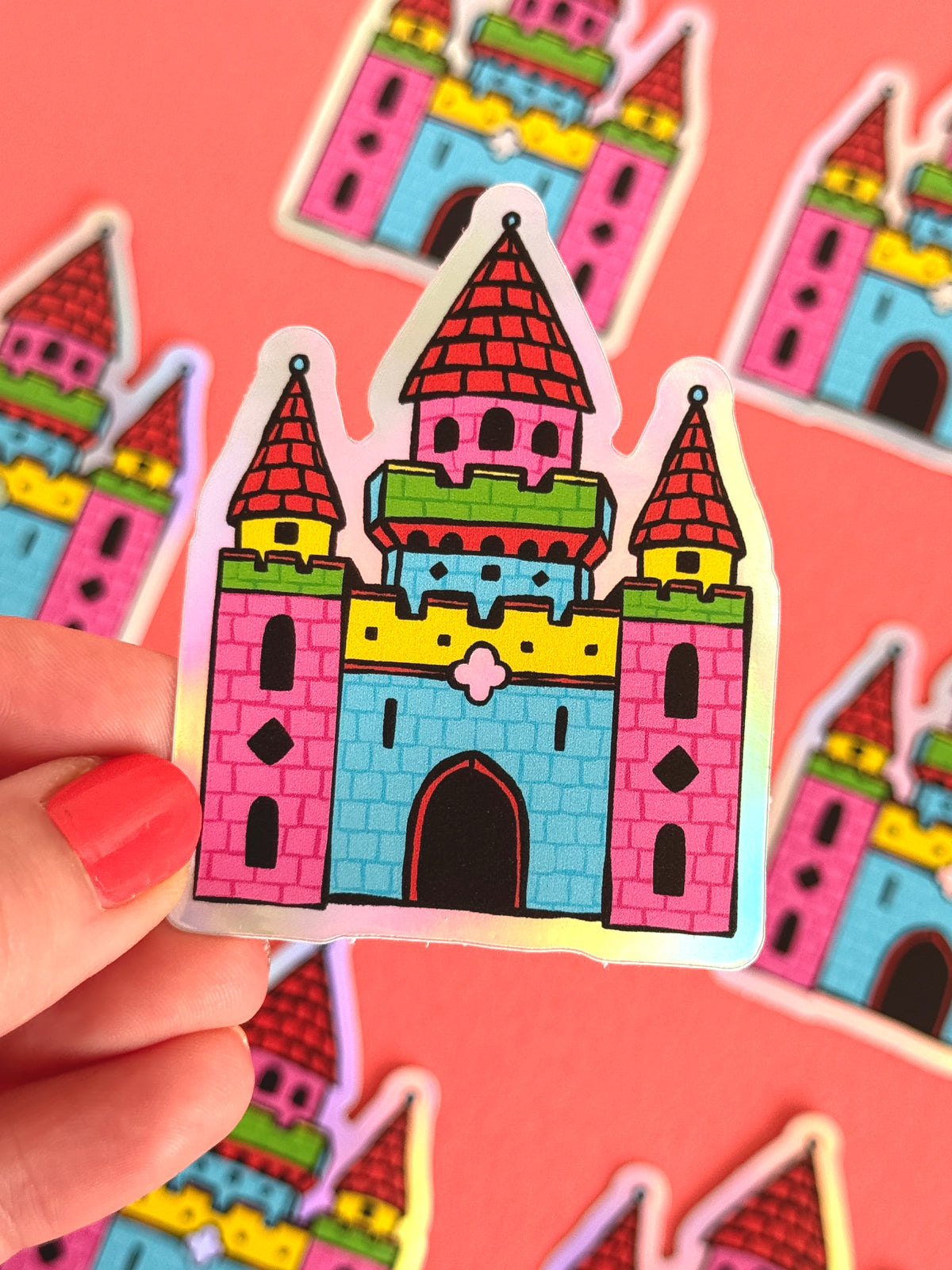 Medieval Castle Rainbow Holographic Sticker